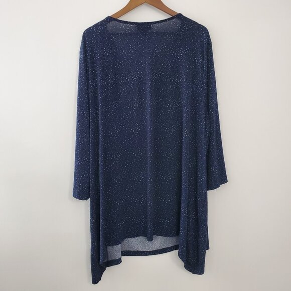 Maggie Barnes Womens Blue Animal Print Drape Neck Blouse SIze 3X Mob Wife Career - Picture 3 of 8